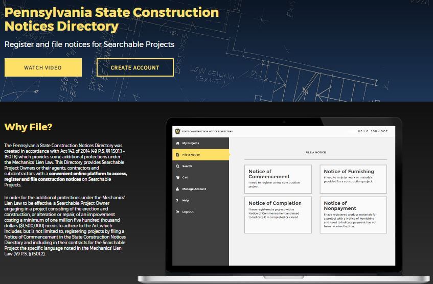 State Construction Notices Directory